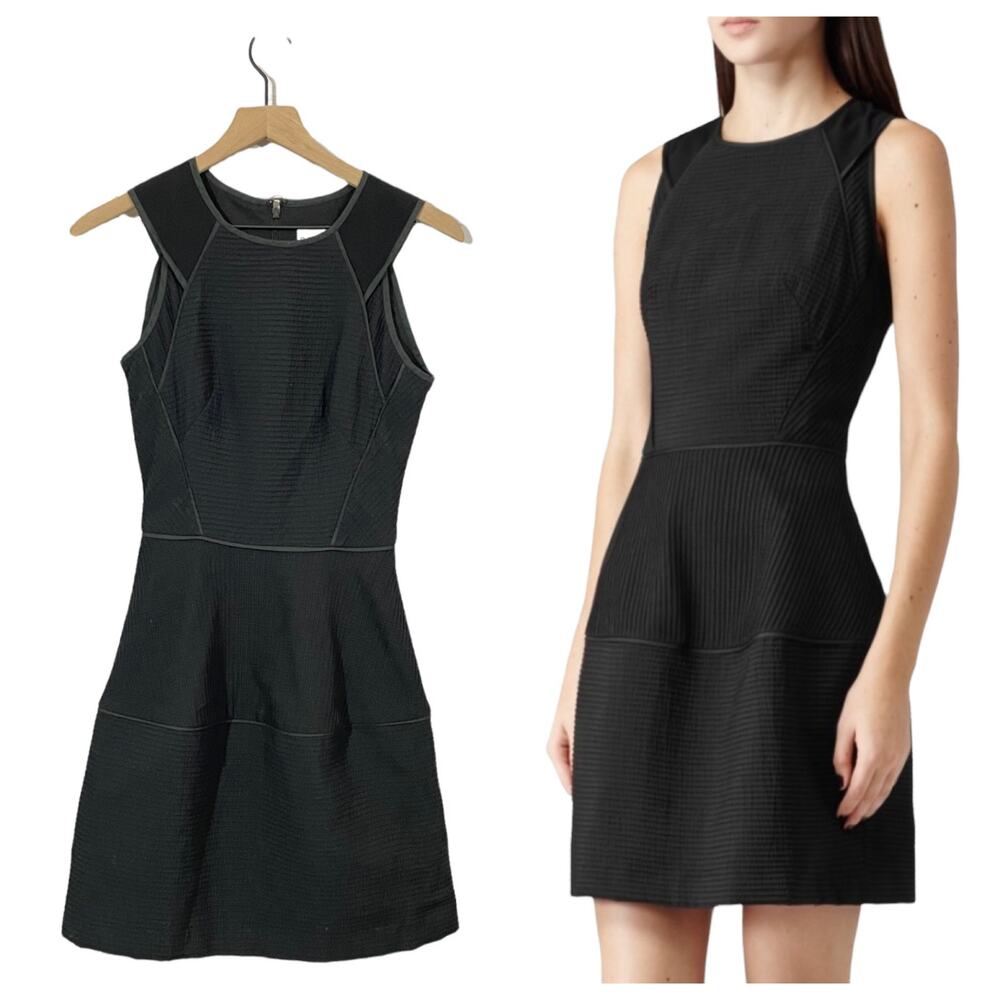 Reiss Zaria-Sheer Stripe Dress - Black - US 2